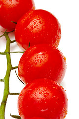 Image showing Ripe cherry tomatoes on white background