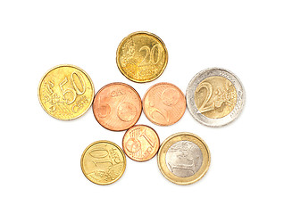 Image showing A few euros coins on white