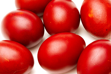 Image showing Red easter eggs