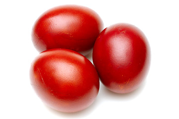 Image showing Red easter eggs