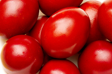 Image showing Red easter eggs