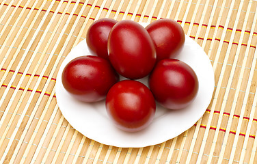 Image showing Red easter eggs