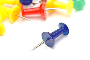 Image showing Colorful office push pins