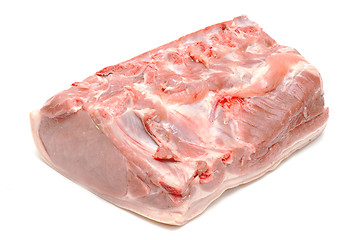 Image showing Piece of raw pork on white