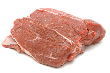 Image showing Piece of raw beef on white