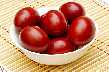 Image showing Red easter eggs