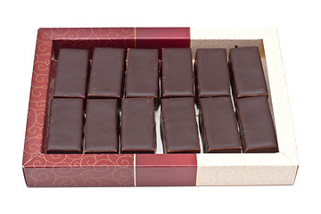 Image showing Chocolate pralines in box