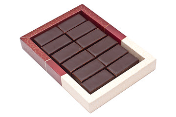 Image showing Chocolate pralines in box