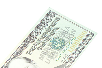 Image showing One million dollars banknote closeup 