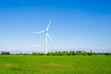 Image showing Wind power installation in sunny day 