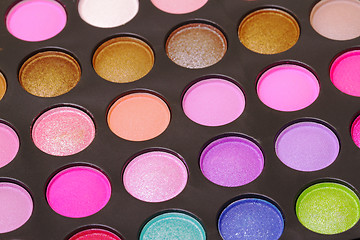 Image showing Set of multicolored eyeshadows