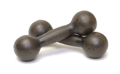 Image showing Old rusty iron dumbbells