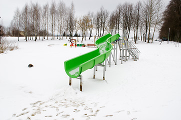 Image showing water park slide snow lake winter playground 