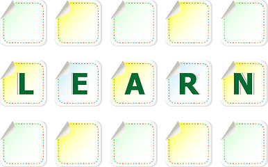 Image showing The word learn on a stickers label tag set