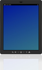 Image showing Photo-realistic vertical tablet pc set with blue screen