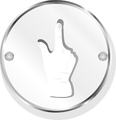 Image showing metallic button with a human hand