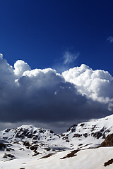 Image showing Snowy mountains and blue sky