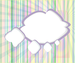 Image showing Abstract speech bubbles in the shape of clouds used in a social networks on light blue background. Cloud computing concept