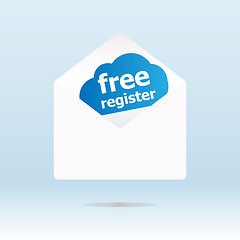 Image showing free register word on abstract blue cloud