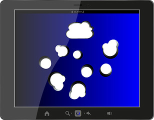 Image showing Cloud-computing connection on the digital tablet pc. Isolated on white