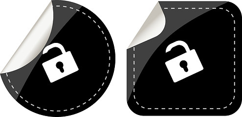Image showing lock black stickers label tag set
