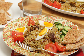 Image showing Beef biryani meal horizontal