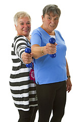 Image showing Female seniors with dumbbell