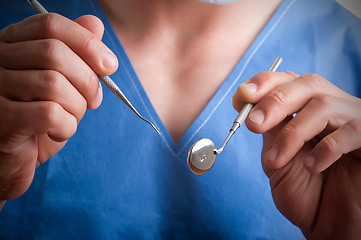 Image showing Close-Up of a Dentist at Work