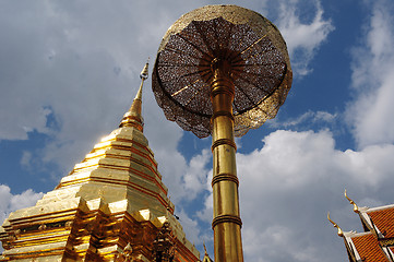 Image showing Golden tower of the Suthep Temple in Thailand