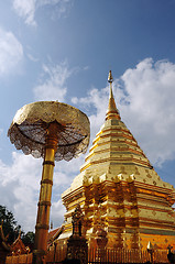 Image showing Golden tower of the Suthep Temple in Thailand