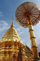 Image showing Golden tower of the Suthep Temple in Thailand