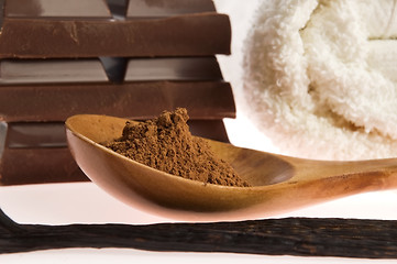 Image showing spa chocolate aromatherapy items