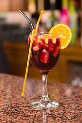 Image showing Sangria on bar counter