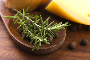 Image showing allspice with fresh rosemary, cheese and onion