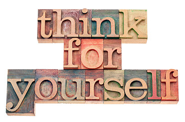 Image showing think for yourself in wood type