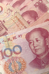 Image showing Yuan notes closeup 