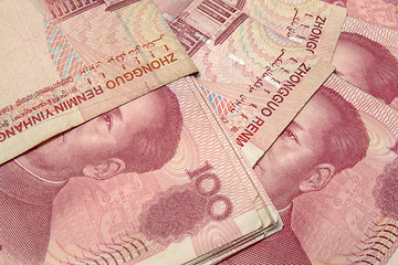 Image showing Yuan notes closeup