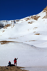 Image showing Two hiker in mountain