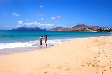 Image showing Two women at the beach