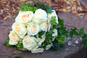 Image showing Bridal bouquet of fresh roses