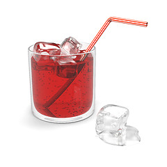 Image showing Glass of red sparkling water