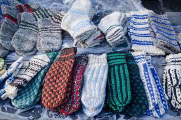 Image showing warm woven knit wool woollen sox socks market fair 