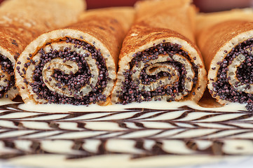 Image showing Pancakes with poppy seeds