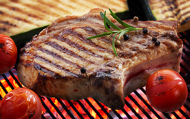 Image showing Grilled meat steak and vegetables 