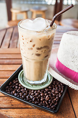 Image showing A glass of iced coffee at espresso bar