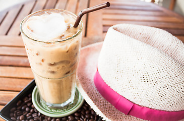 Image showing Coffee break with iced espresso at coffee shop