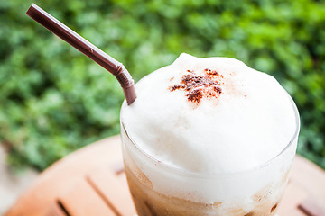 Image showing Refreshing glass of cold espresso with micro foam