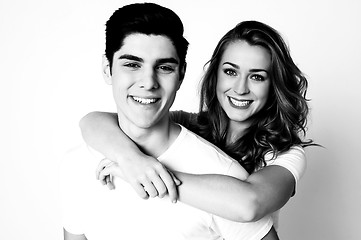 Image showing Black and white shot of young couple