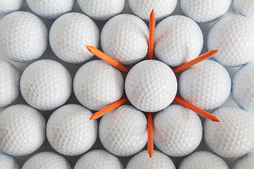 Image showing Golf balls and tees 