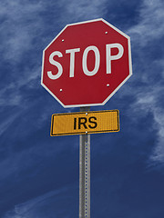 Image showing stop irs post sign